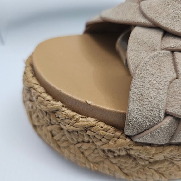 NEW Dolce Vita Winder Basketweave Sandal Womens 8 Camel Suede Slingback Platform - Picture 3 of 13
